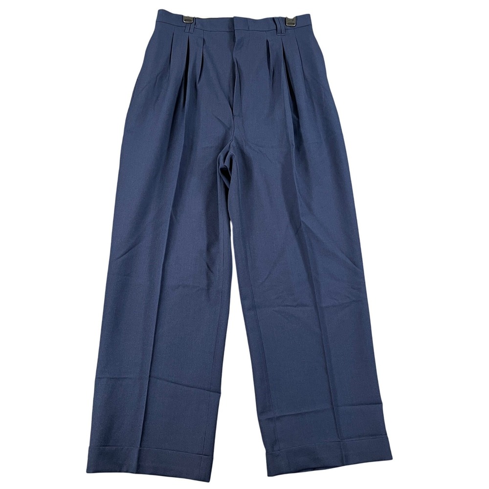 Vintage 90s Smokey Joes Bruno Pleated Trousers Mens 32L Navy Double Pleat Formal